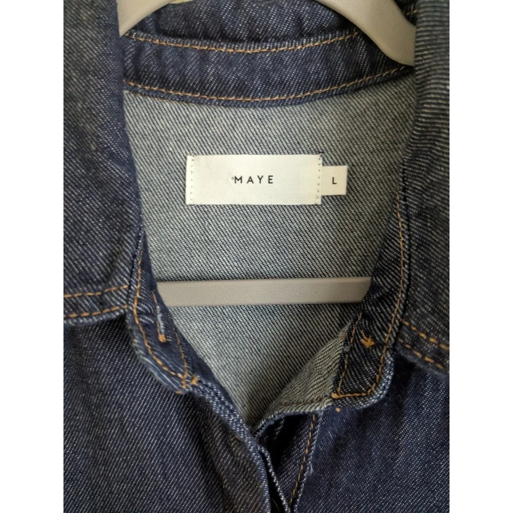 Maye Harper Denim Midi Dress Blue Button Front Cotton Size L - Picture 6 of 7